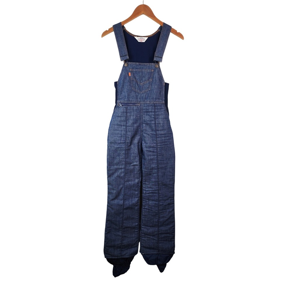 Levi's Ski Denim Bib Overalls Women's 7/8 Blue Vintage Orange Tab Insulated‎